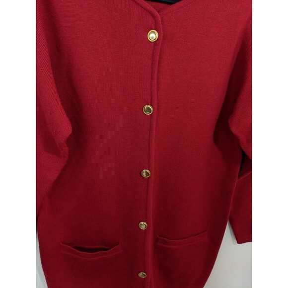 Talbots Vintage Cardigan Sweater Red Knit Merino Wool Holiday Old Money Small - Picture 8 of 12